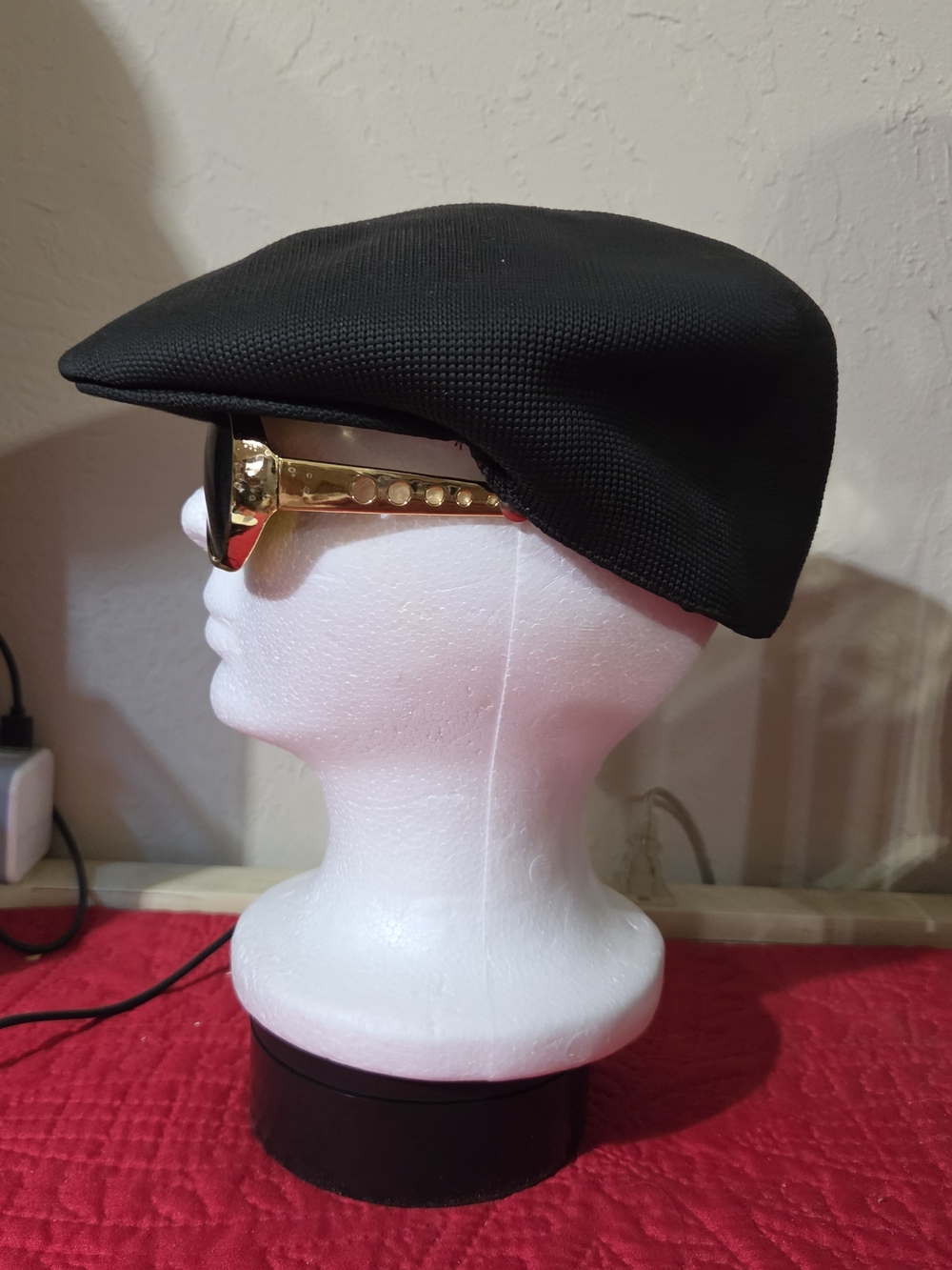 SCALA Black Textured Flat Cap